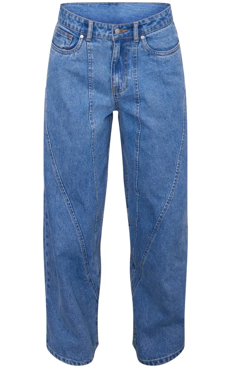 PrettyLittleThing Christmas Shop*Seam Detail Wide Leg Denim Jeans