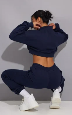 PrettyLittleThing Blue Sweatsuits*Half Zip Crop Sweatshirt