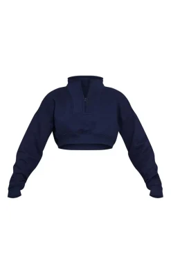 PrettyLittleThing Blue Sweatsuits*Half Zip Crop Sweatshirt