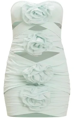 Chiffon Bandeau Rosette Detail Cut Out Bodycon Dress-PrettyLittleThing Hot