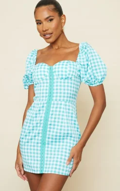 Gingham Corset Floaty Sleeve Bodycon Dress-PrettyLittleThing Best