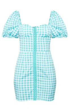 Gingham Corset Floaty Sleeve Bodycon Dress-PrettyLittleThing Best