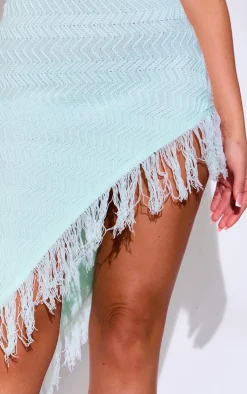 Knitted Fringe Detail Midi Dress-PrettyLittleThing
