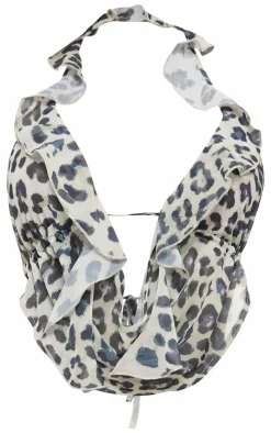 Sale PrettyLittleThing Leopard Print Chiffon Ruffle Halterneck Top Mint