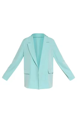 Mint Linen Look Minimal Blazer