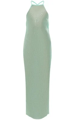 Sheer Sequin Cross Back Cowl Maxi Dress-PrettyLittleThing New