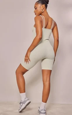 PrettyLittleThing Unitards*Structured Snatched Rib Double Strap Unitard