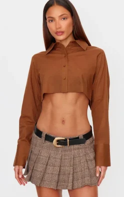 PrettyLittleThing Shirts*Blackless Buckle Detail Cropped Shirt