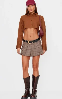 PrettyLittleThing Shirts*Blackless Buckle Detail Cropped Shirt