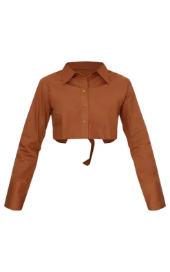PrettyLittleThing Shirts*Blackless Buckle Detail Cropped Shirt