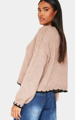 PrettyLittleThing Oversized Sweaters*Blanket Stitch Oversized Knit Sweater