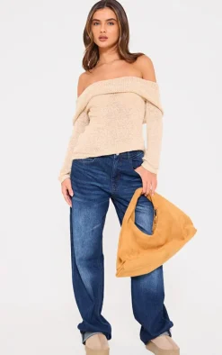 PrettyLittleThing Knitted Tops*Bobble Knit Bardot Top