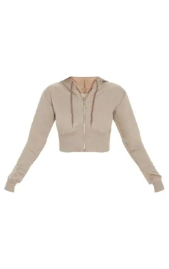 Discount PrettyLittleThing Bustier Zip Up Hoodie Mocha