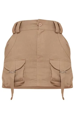 Mocha Cargo Pocket Detail Micro Mini Skirt