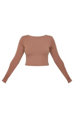 PrettyLittleThing Snatched*Contour Jersey Buckle Detail Backless Long Sleeve Top