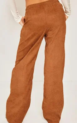 Mocha Cord Tie Waist Low Rise Pants