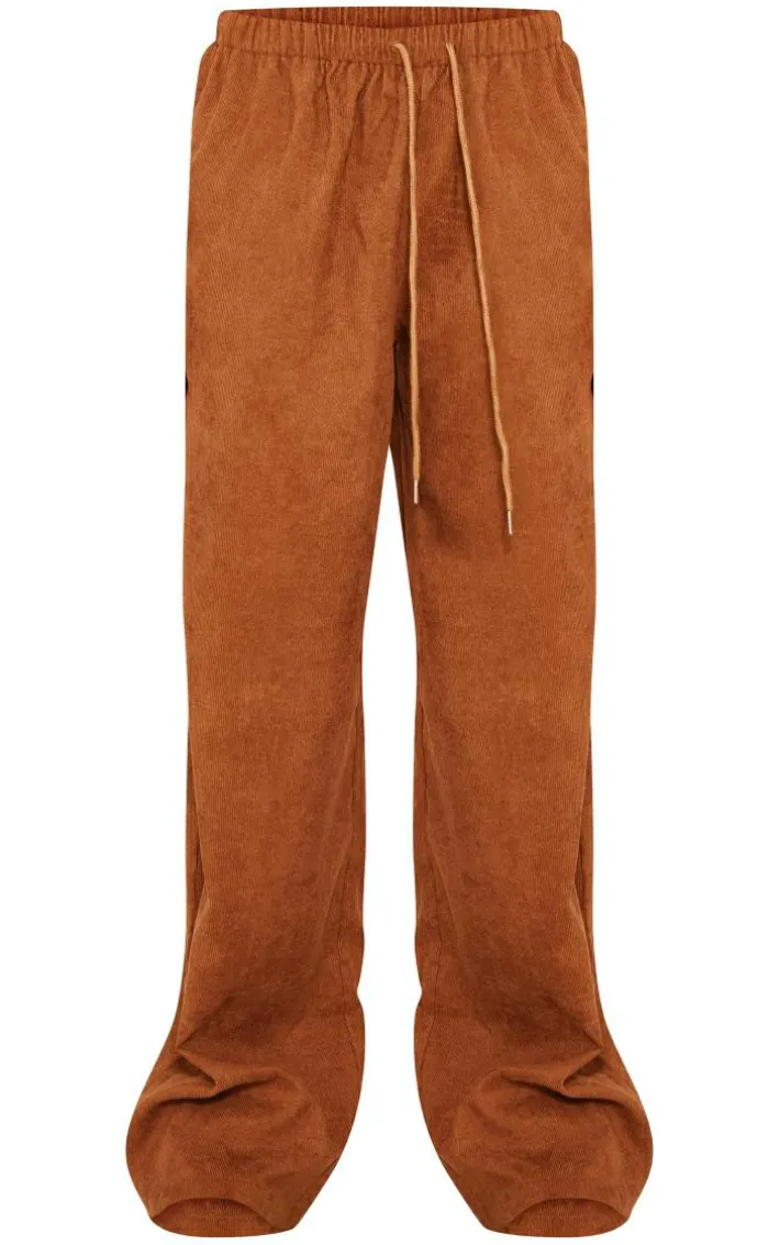 Mocha Cord Tie Waist Low Rise Pants