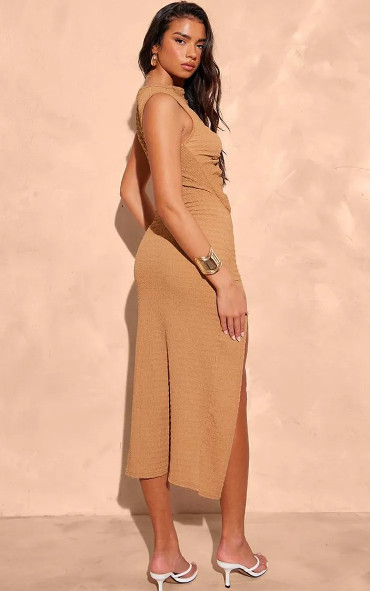 Crinkle High Neck Cut Out Midi Dress-PrettyLittleThing Hot