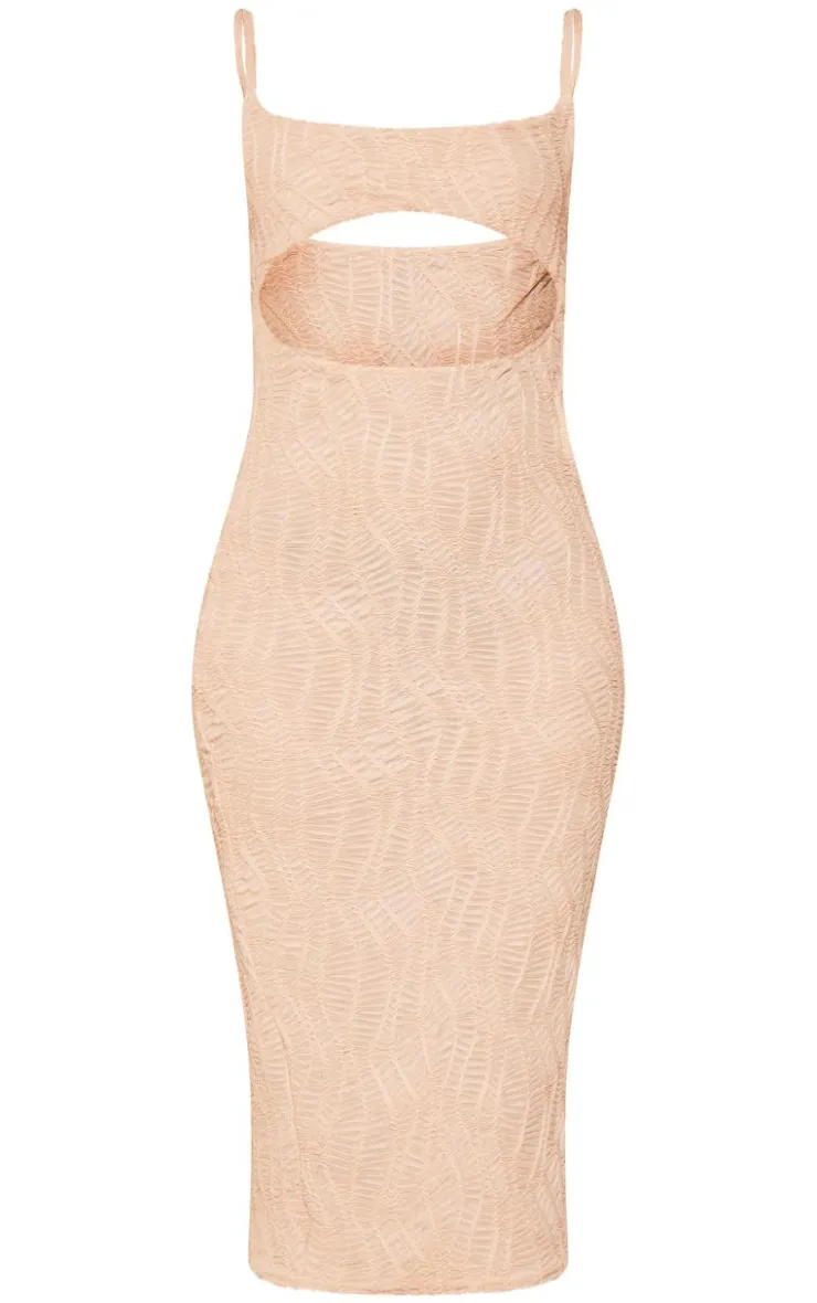 Crinkled Strappy Cut Out Waist Midi Dress-PrettyLittleThing Sale