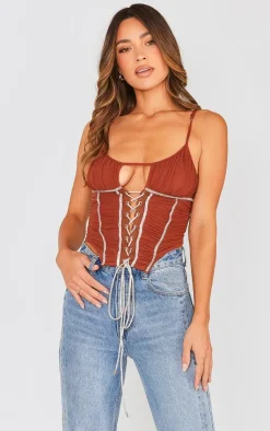 PrettyLittleThing Corsets*Diamond Lace Up Mesh Corset