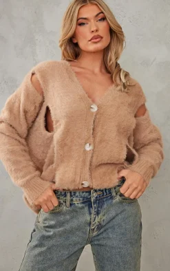 PrettyLittleThing Cardigans*Eyelash Knit Cut Out Oversized Cardigan