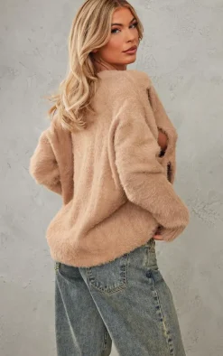 PrettyLittleThing Cardigans*Eyelash Knit Cut Out Oversized Cardigan