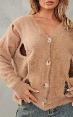 PrettyLittleThing Cardigans*Eyelash Knit Cut Out Oversized Cardigan