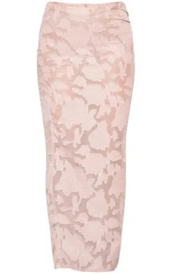 Hot PrettyLittleThing Floral Applique Low Rise Maxi Skirt Mocha