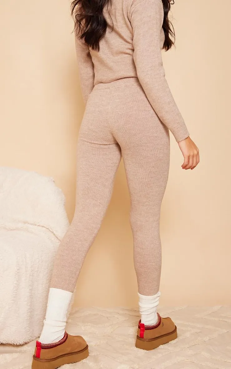 Best PrettyLittleThing Marl Knit Legging Mocha