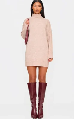 Marl Knit Roll Neck Sweater Dress-PrettyLittleThing Discount