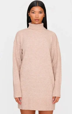 Marl Knit Roll Neck Sweater Dress-PrettyLittleThing Discount