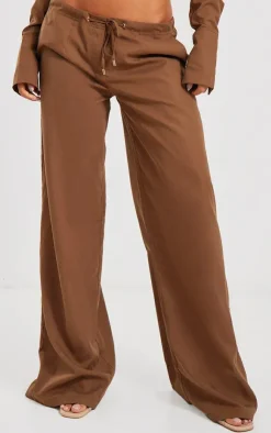 Outlet PrettyLittleThing Oversized Drawstring Straight Leg Pants Mocha