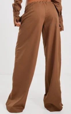 Outlet PrettyLittleThing Oversized Drawstring Straight Leg Pants Mocha