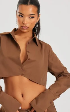 Outlet PrettyLittleThing Oversized Drawstring Straight Leg Pants Mocha