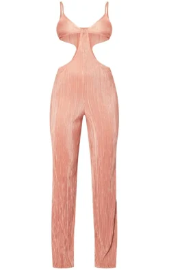 Plisse Knot Front Strappy Back Jumpsuit-PrettyLittleThing