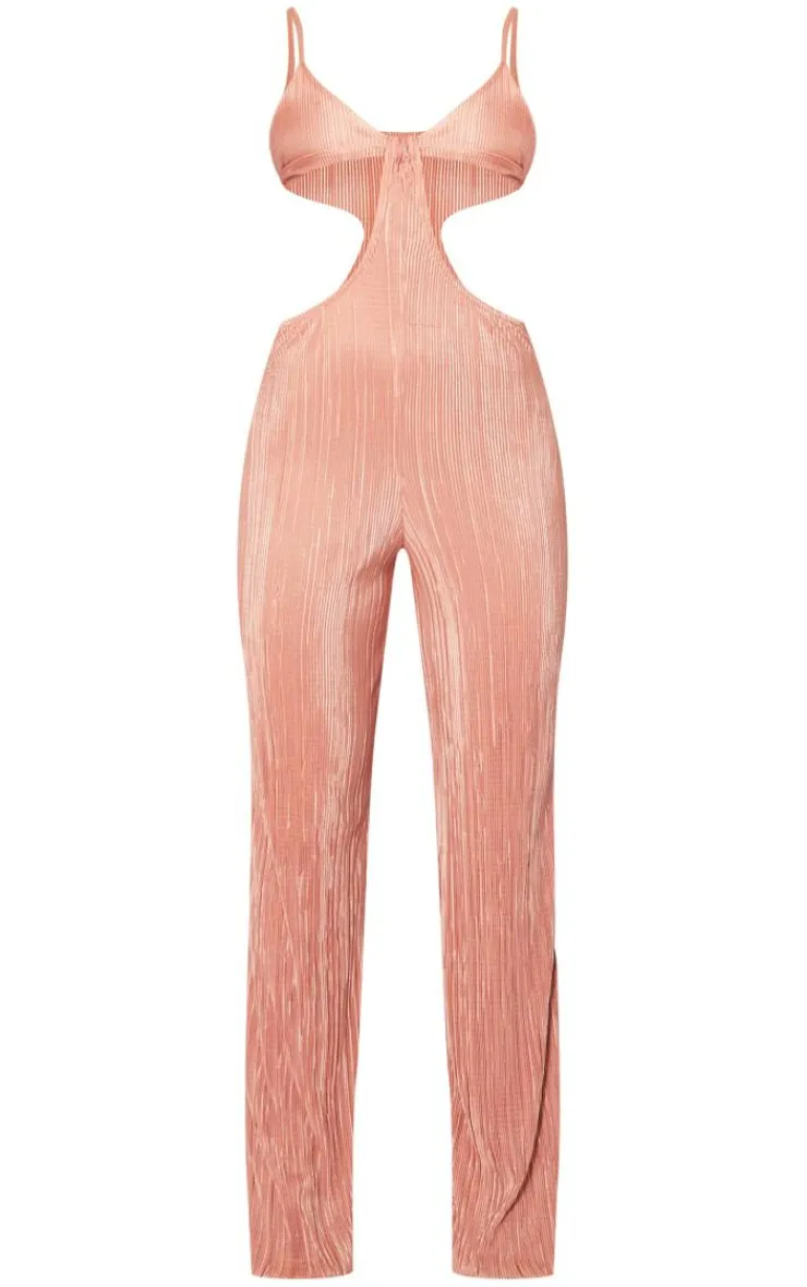 Plisse Knot Front Strappy Back Jumpsuit-PrettyLittleThing