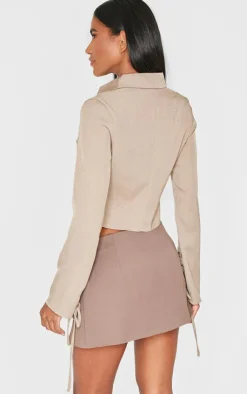 PrettyLittleThing Shirts*Premium Woven Tie Front Shirt