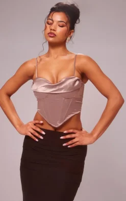 Satin Drape Bust Detail Corset-PrettyLittleThing Online