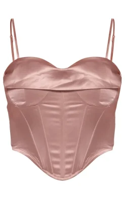 Satin Drape Bust Detail Corset-PrettyLittleThing Online