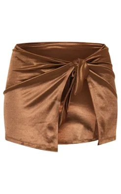 Mocha Satin Mini Beach Skirt
