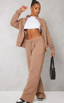 Outlet PrettyLittleThing Seam Detail Straight Leg Sweatpant Mocha
