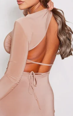 Slinky Cut Out Tie Back Detail Bodycon Dress-PrettyLittleThing Outlet