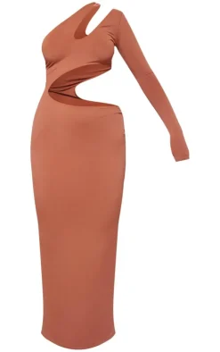 Slinky One Sleeve Cut Out Maxi Dress-PrettyLittleThing Sale