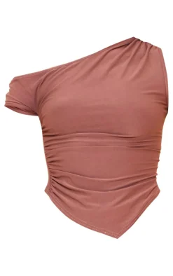 Best PrettyLittleThing Soft Touch Sleeveless Asymmetric Hem Top Mocha