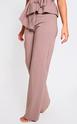 Outlet PrettyLittleThing Stretch Woven Mid Rise Wide Leg Pants Mocha