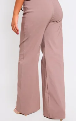 Outlet PrettyLittleThing Stretch Woven Mid Rise Wide Leg Pants Mocha