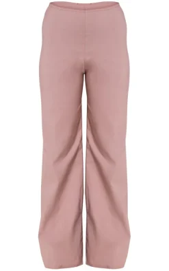 Outlet PrettyLittleThing Stretch Woven Mid Rise Wide Leg Pants Mocha