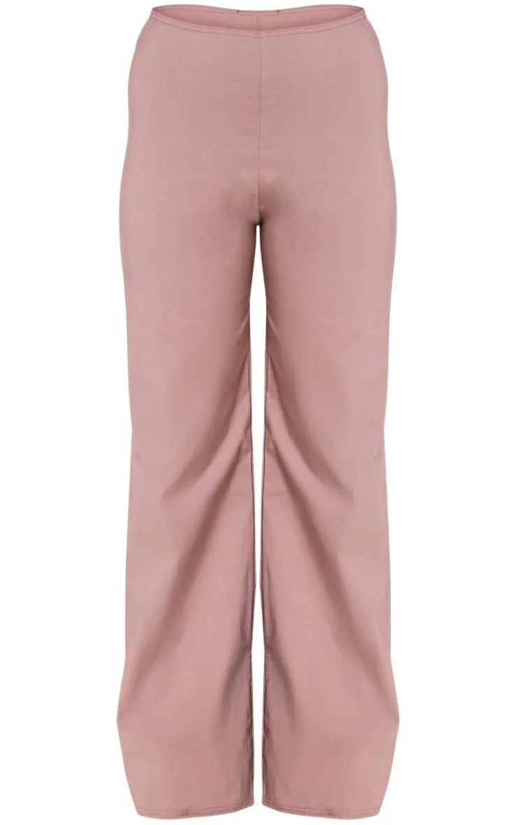 Outlet PrettyLittleThing Stretch Woven Mid Rise Wide Leg Pants Mocha