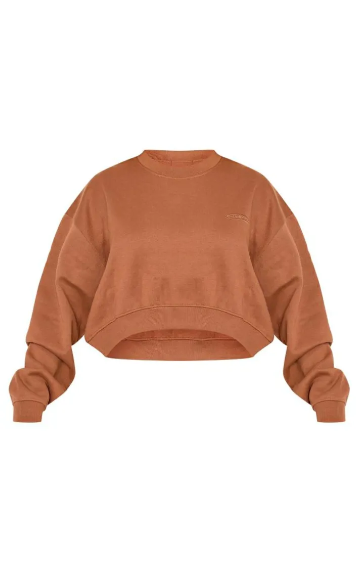 Mocha Studio Mode Embroidered Cropped Sweatshirt