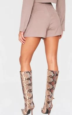 PrettyLittleThing Tailored High Waist Shorts Mocha